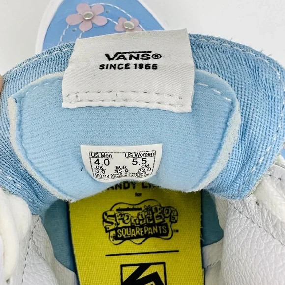 Vans Women’s Sandy Liang High Top Blue and Green Leather Boots Sneakers Size 5.5 - Picture 7 of 11